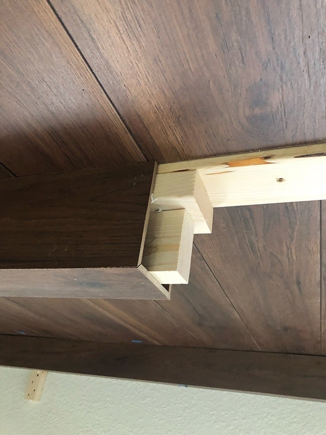 wood beam and plank ceiling tutorial using laminate floors