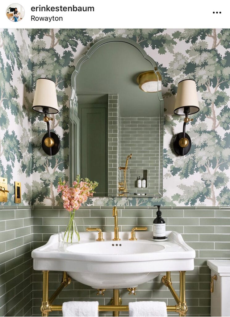 sandberg wallpaper raphael green bathroom