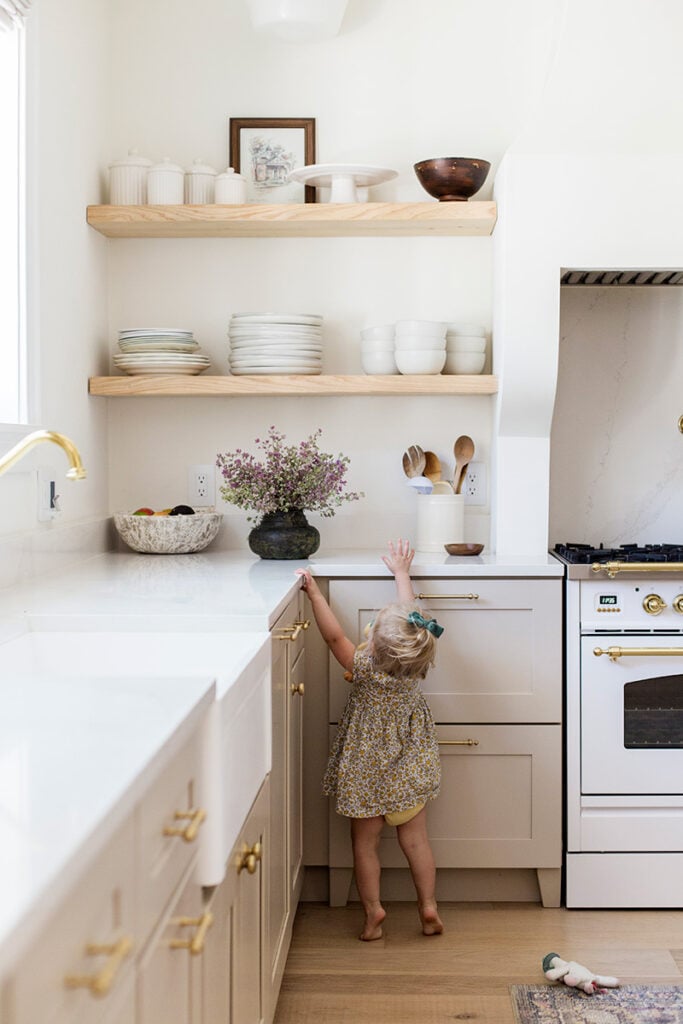 Farmhouse Kitchen // Adding A Shelf Below Our Upper Cabinets (+ other  layouts we considered) — The Grit and Polish