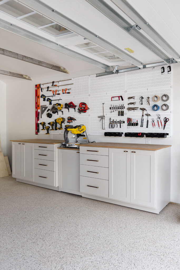 diy garage cabinets and miter saw station