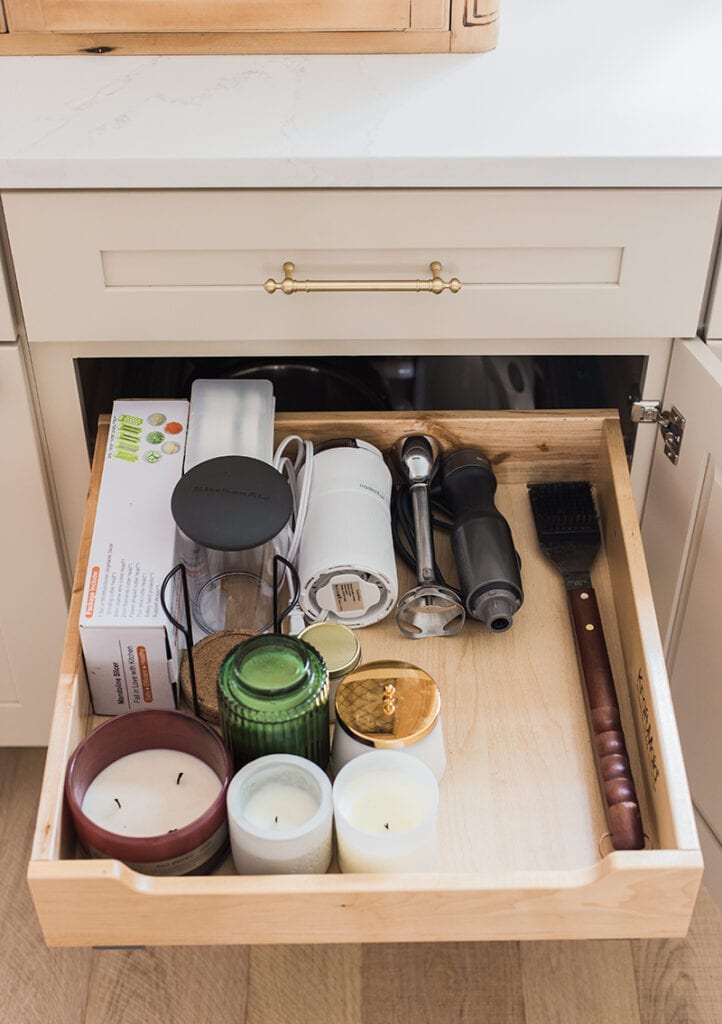 pull out cabinet drawer organization