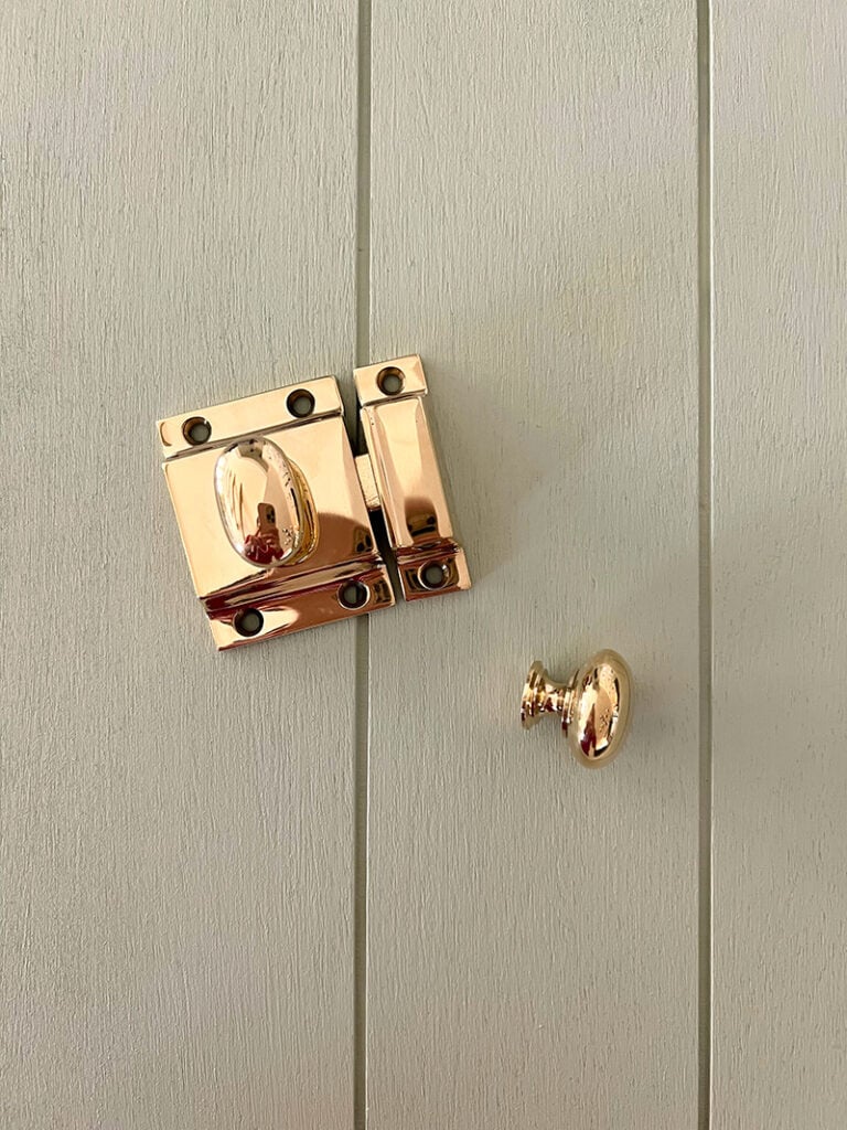 unlacquered brass cabinet latch and knob