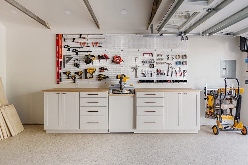 diy garage cabinets and miter saw station