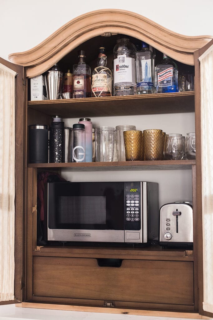 hidden microwave in a hutch