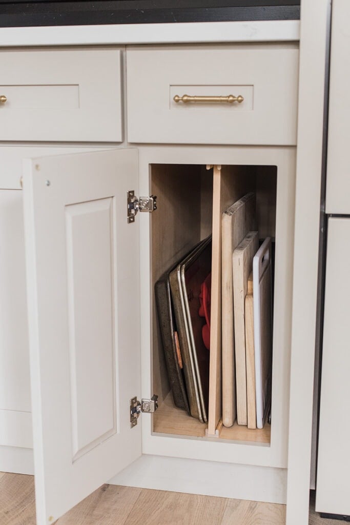 cutting board and pan cabinet storage