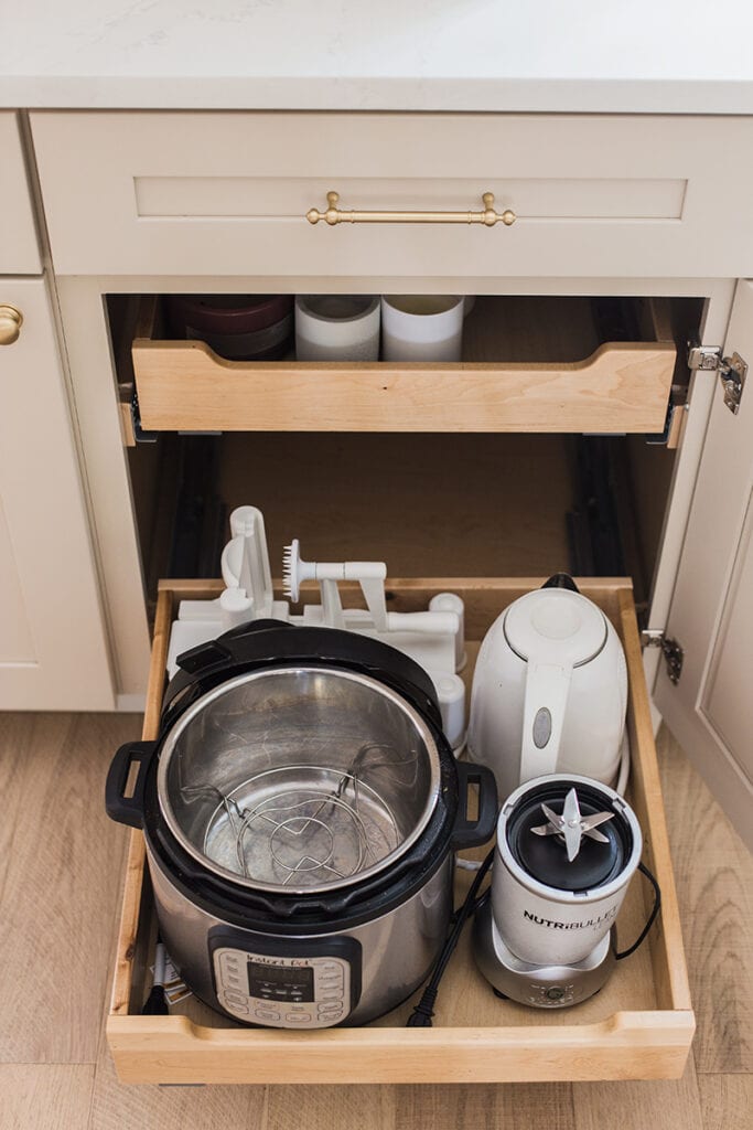 pull out appliance drawer organization