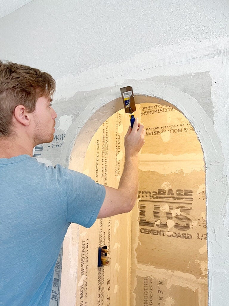 building an arched shower opening