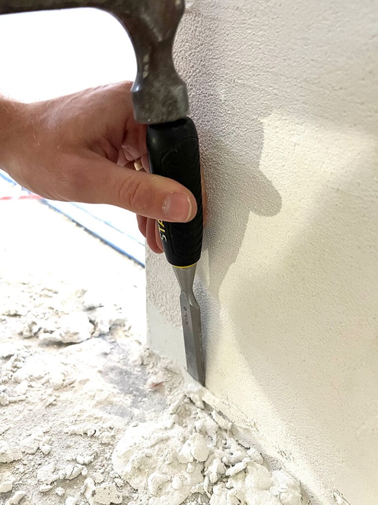chiseling microcement walls