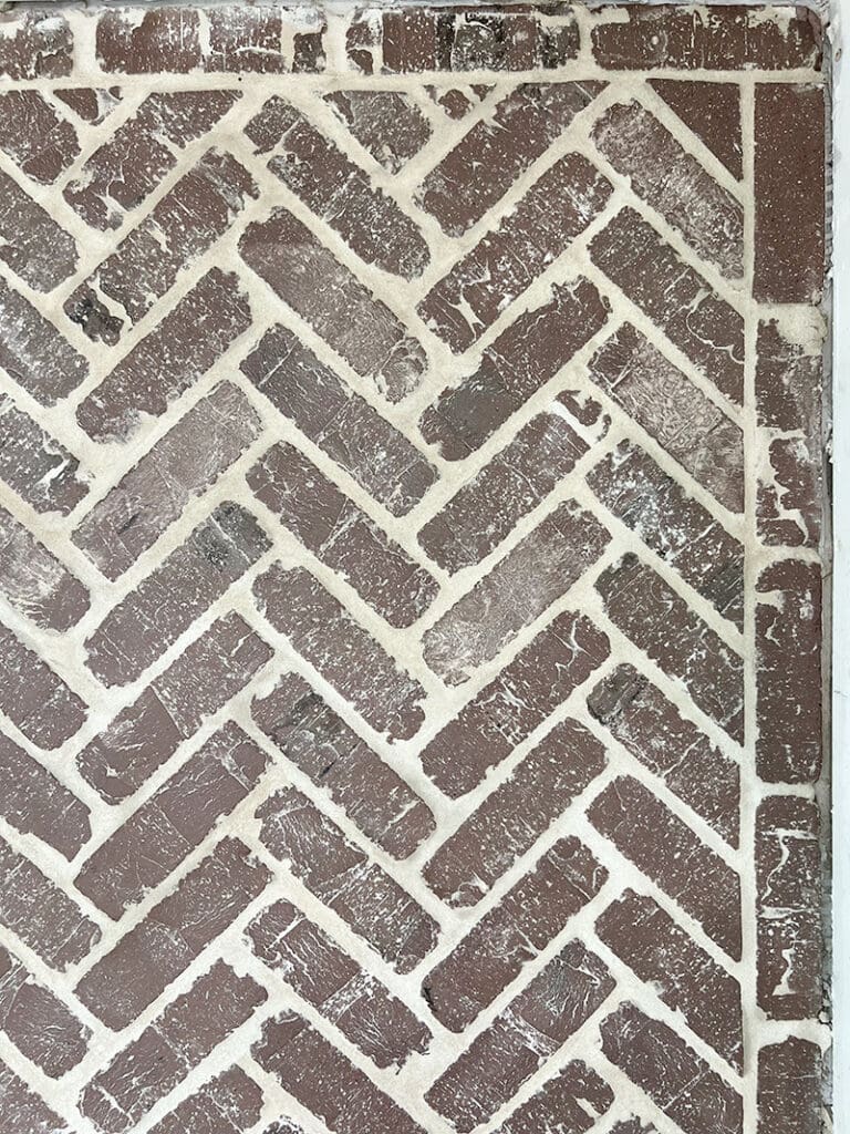 herringbone brick floor install
