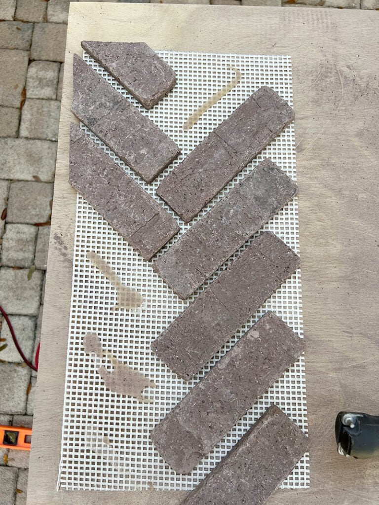 cutting herringbone brick floors