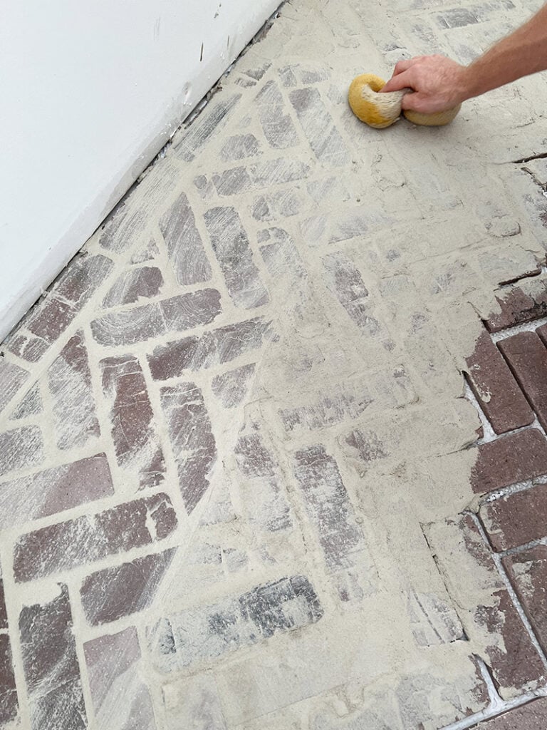 grouting brick floors