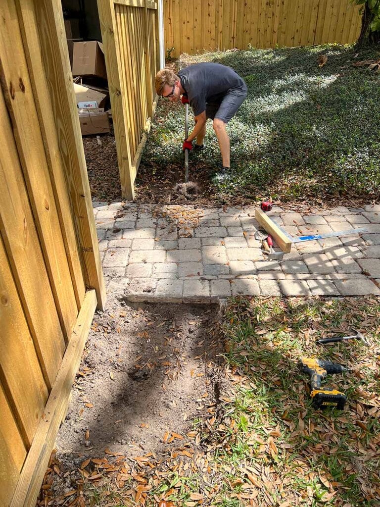 digging holes for planters