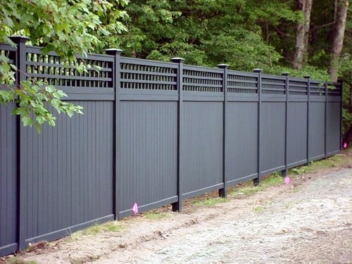 black vinyl fence with lattice top