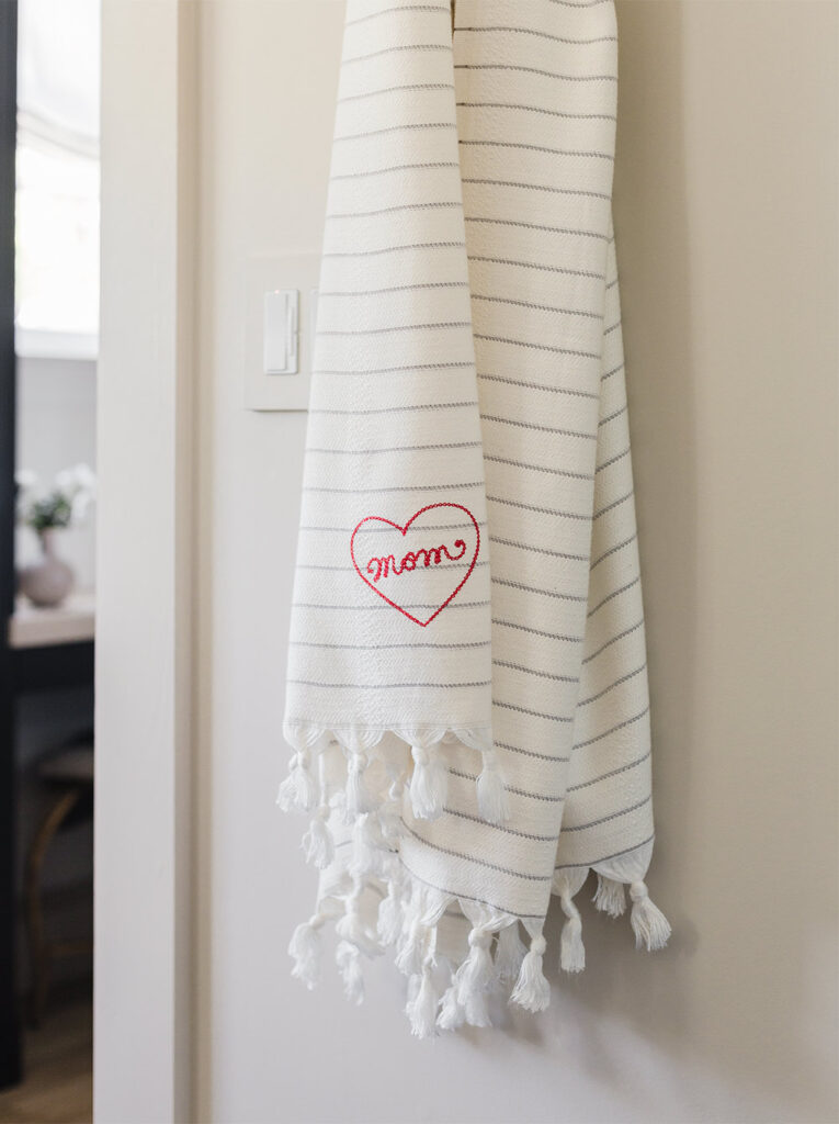 embroidered mom towel