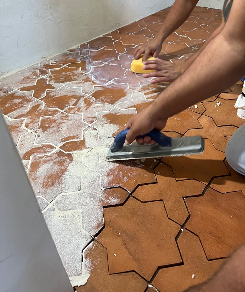 grouting star and cross natural cotto tile