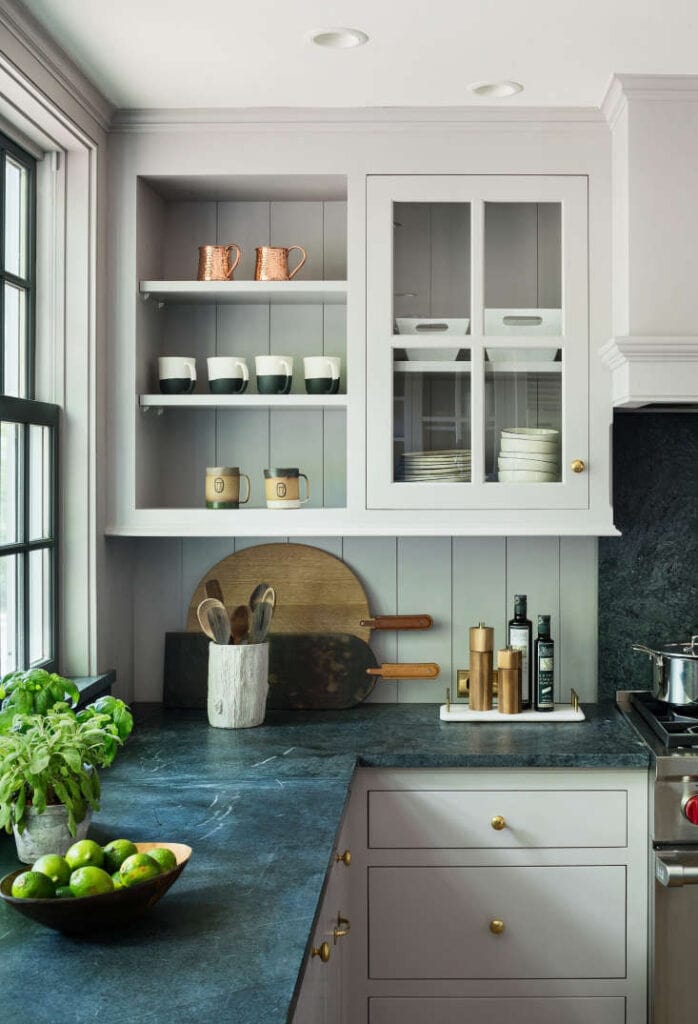 Painting kitchen cabinets outlet with glass doors