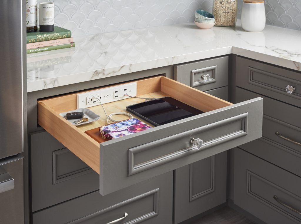 docking drawer charging station in the kitchen