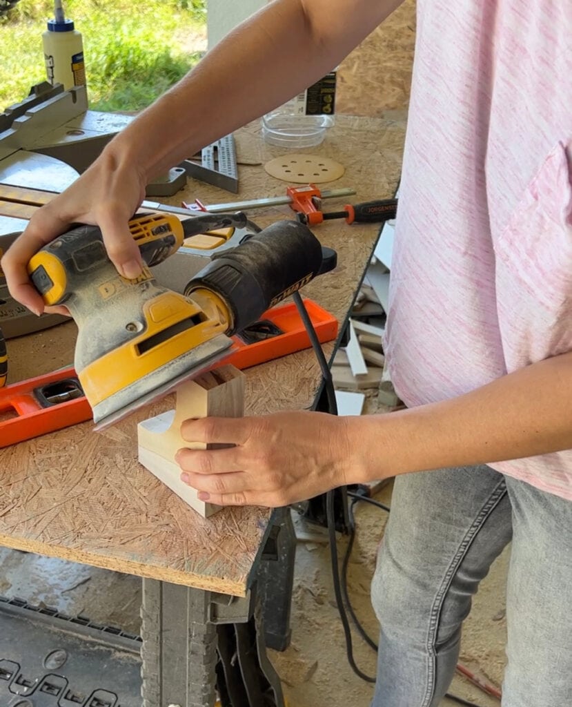 using an orbital sander on wood furniture feet