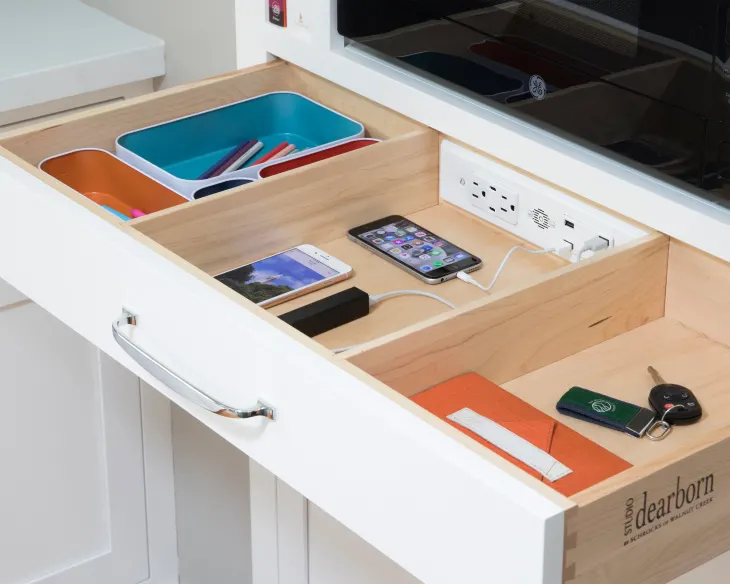 docking drawer charging station in the kitchen