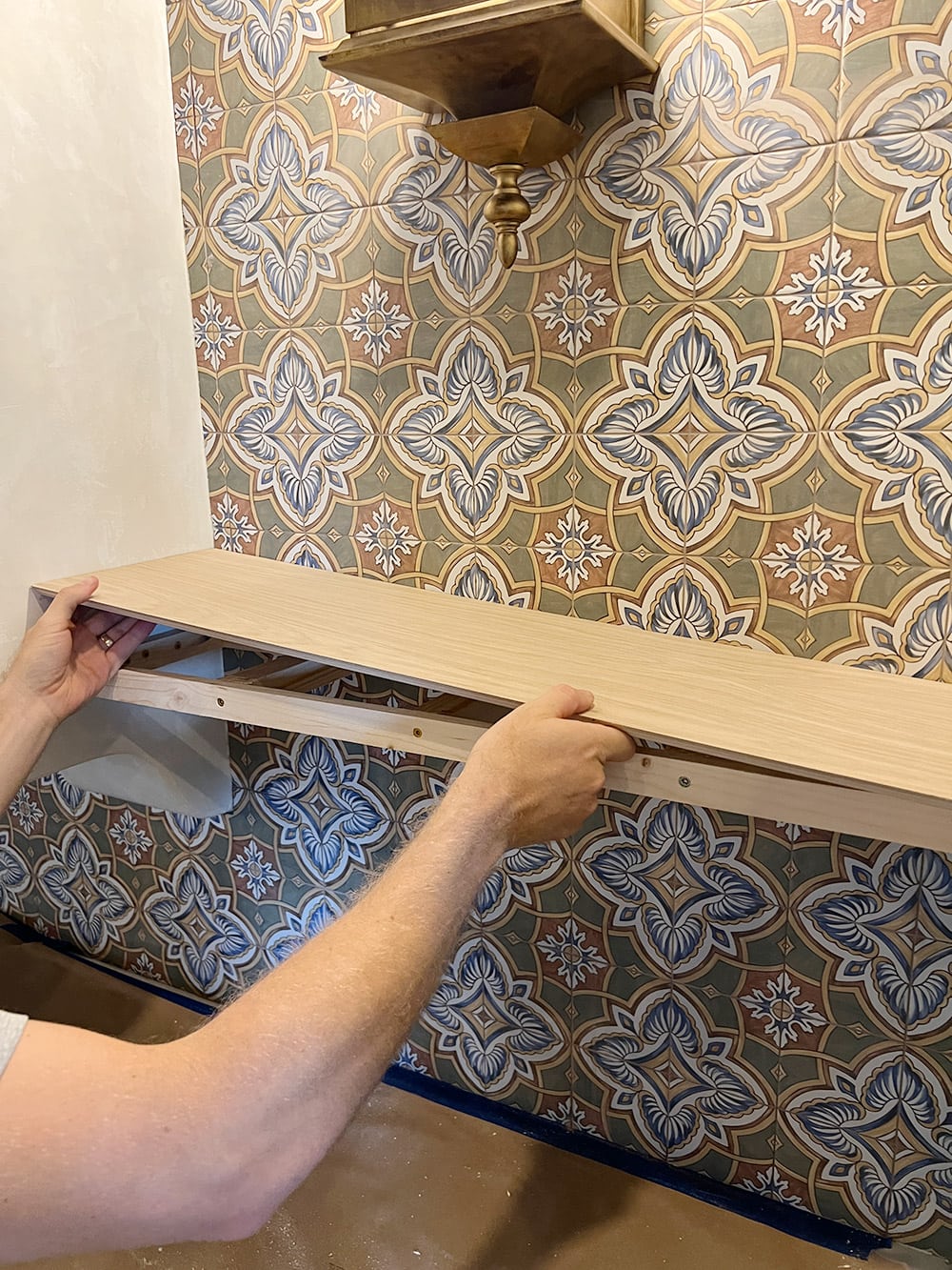 attaching floating shelf in kitchen