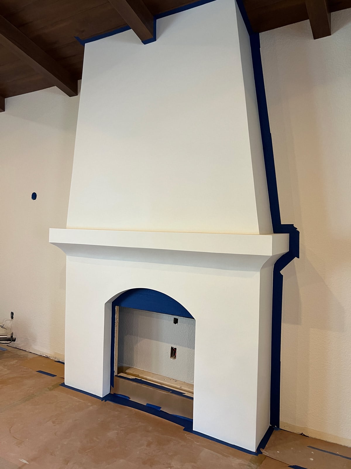 venetian plaster fireplace before