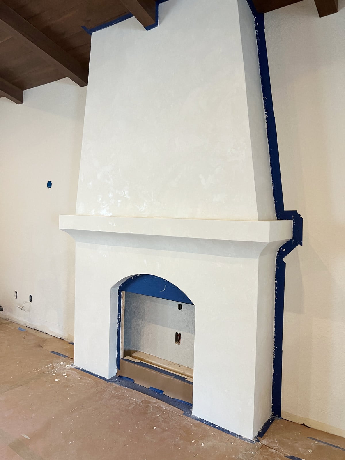 venetian plaster fireplace first coat