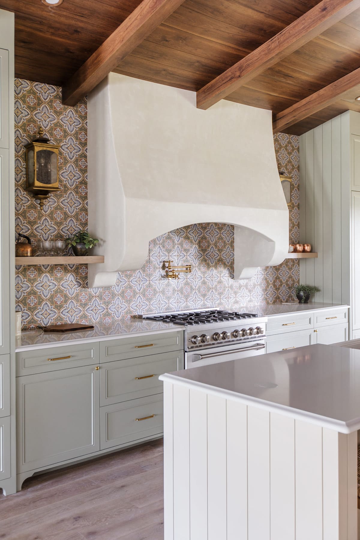 spanish style green kitchen