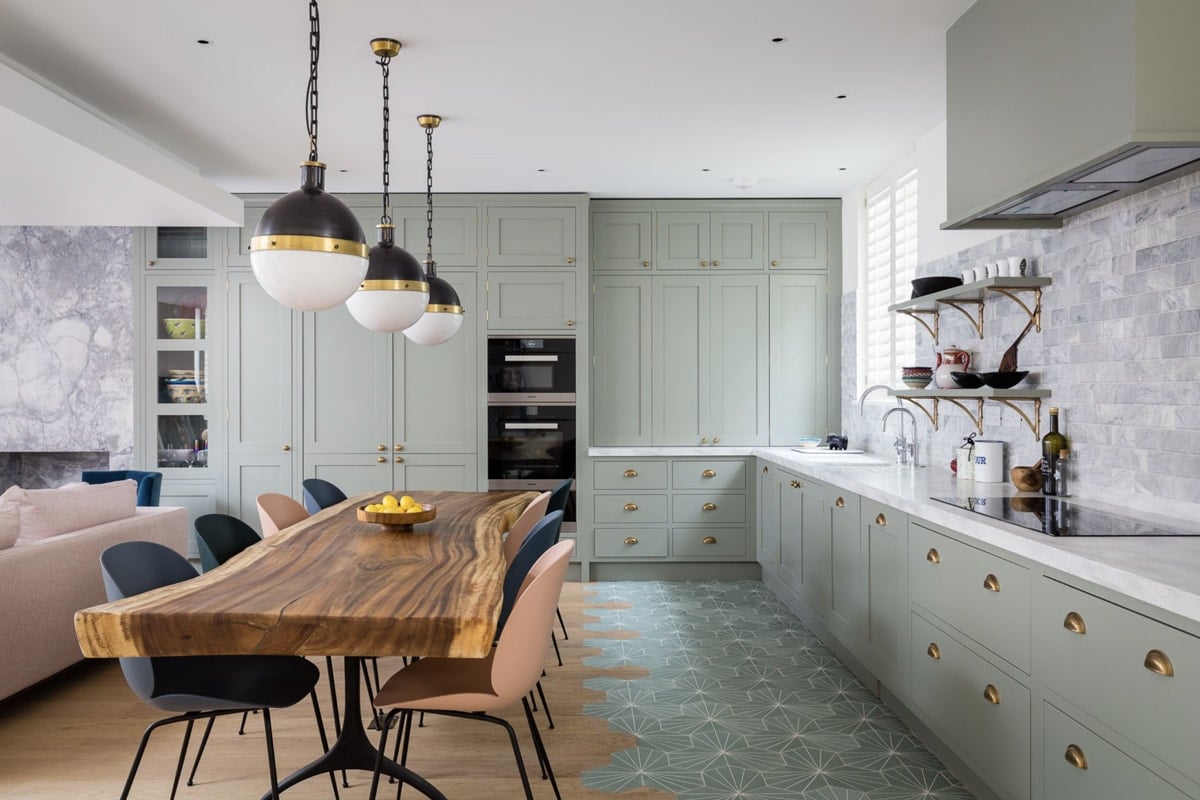 farrow and ball pigeon kitchen cabinets
