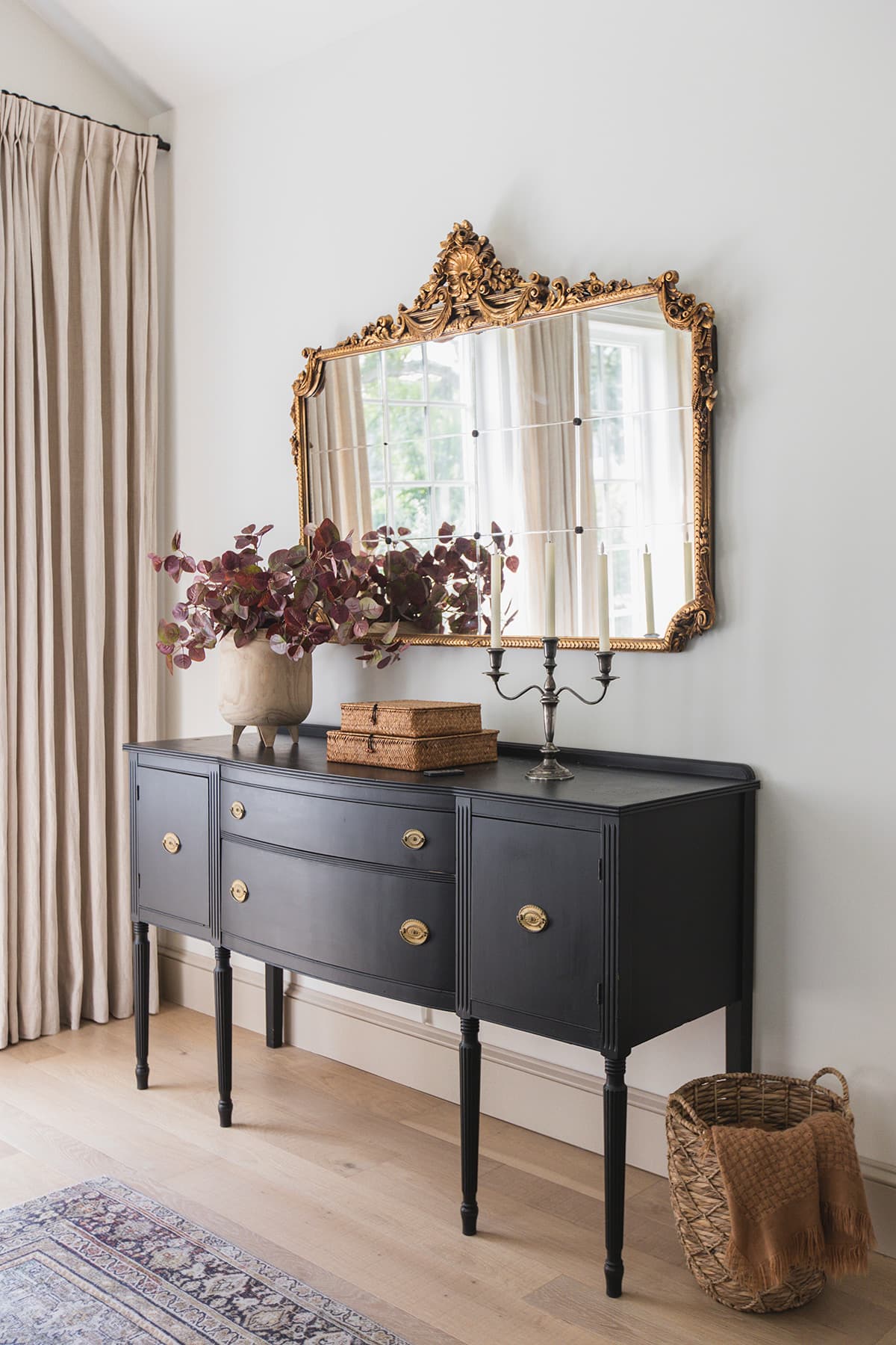 neutral fall living room sideboard