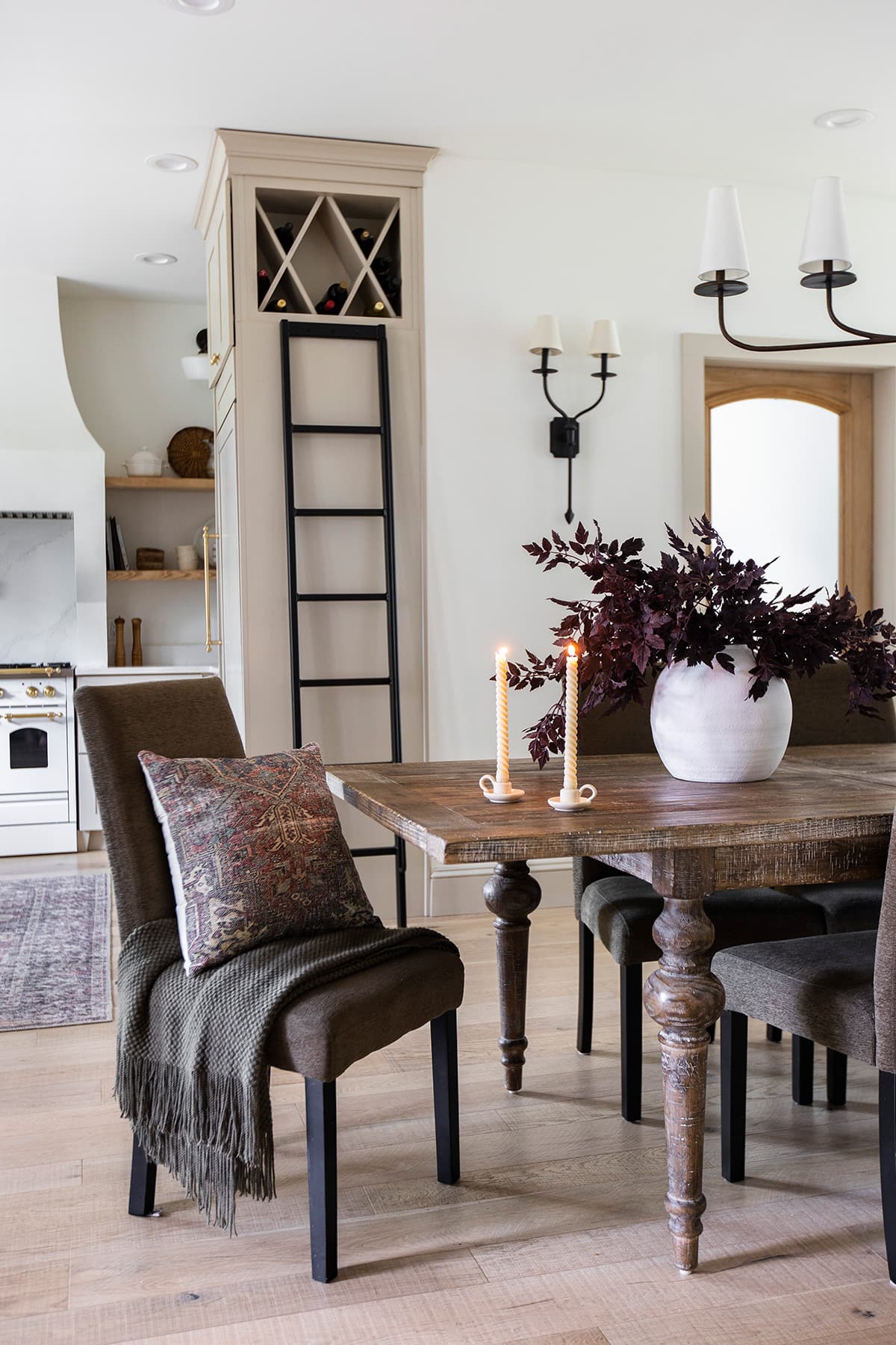 fall dining room with stems and candles