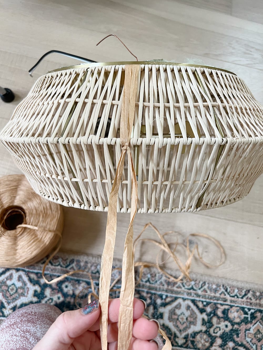 how to make a diy boho raffia flush mount ceiling light