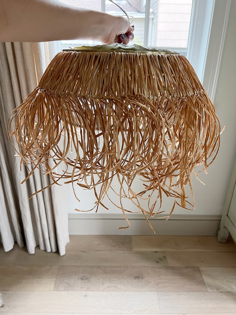 how to make a diy boho raffia flush mount ceiling light