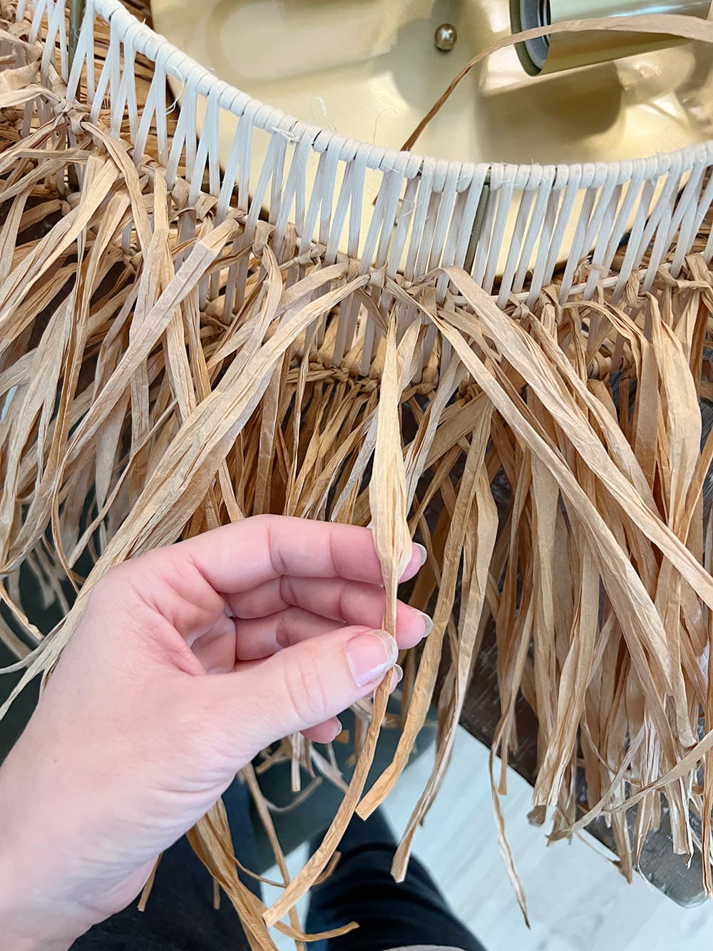 how to make a diy boho raffia flush mount ceiling light