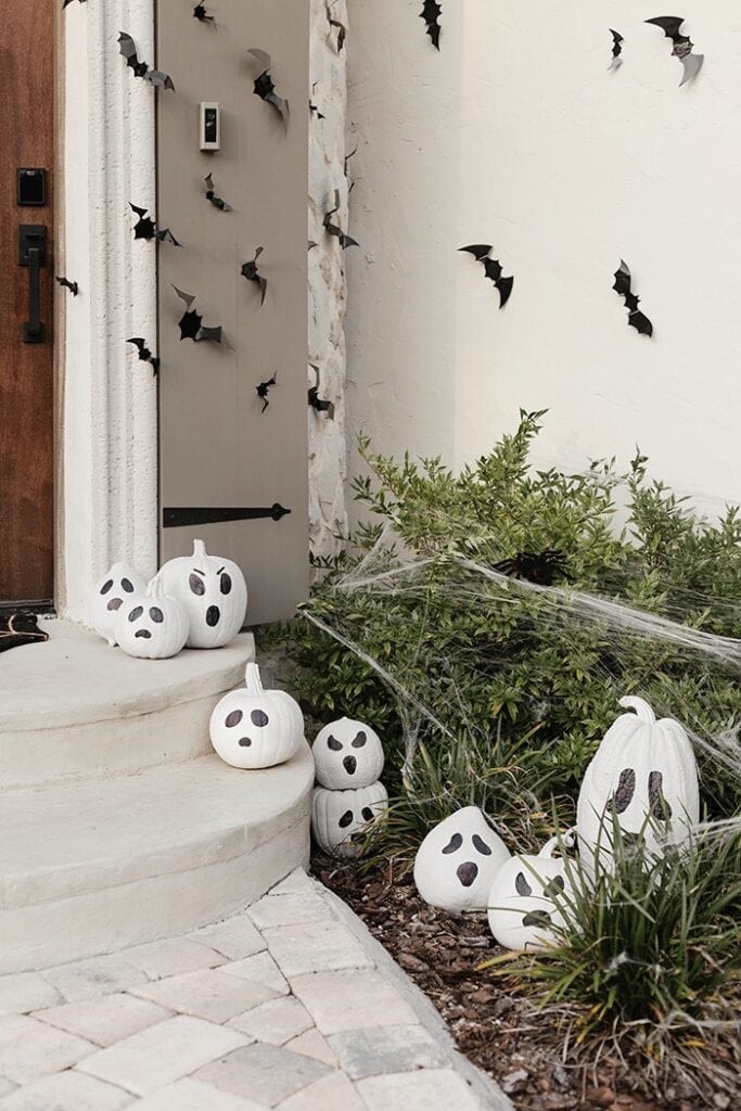 spooky painted ghost pumpkins