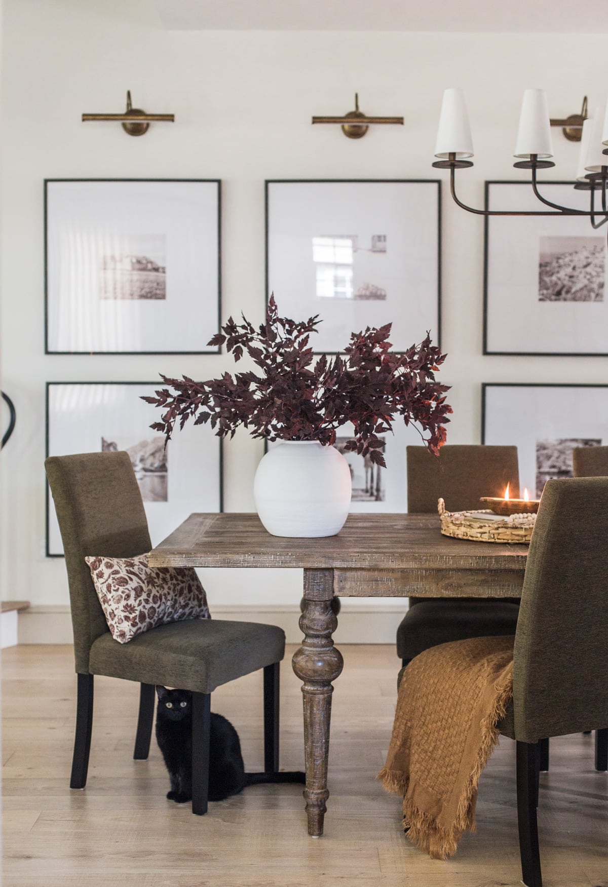 fall dining room with stems and candles