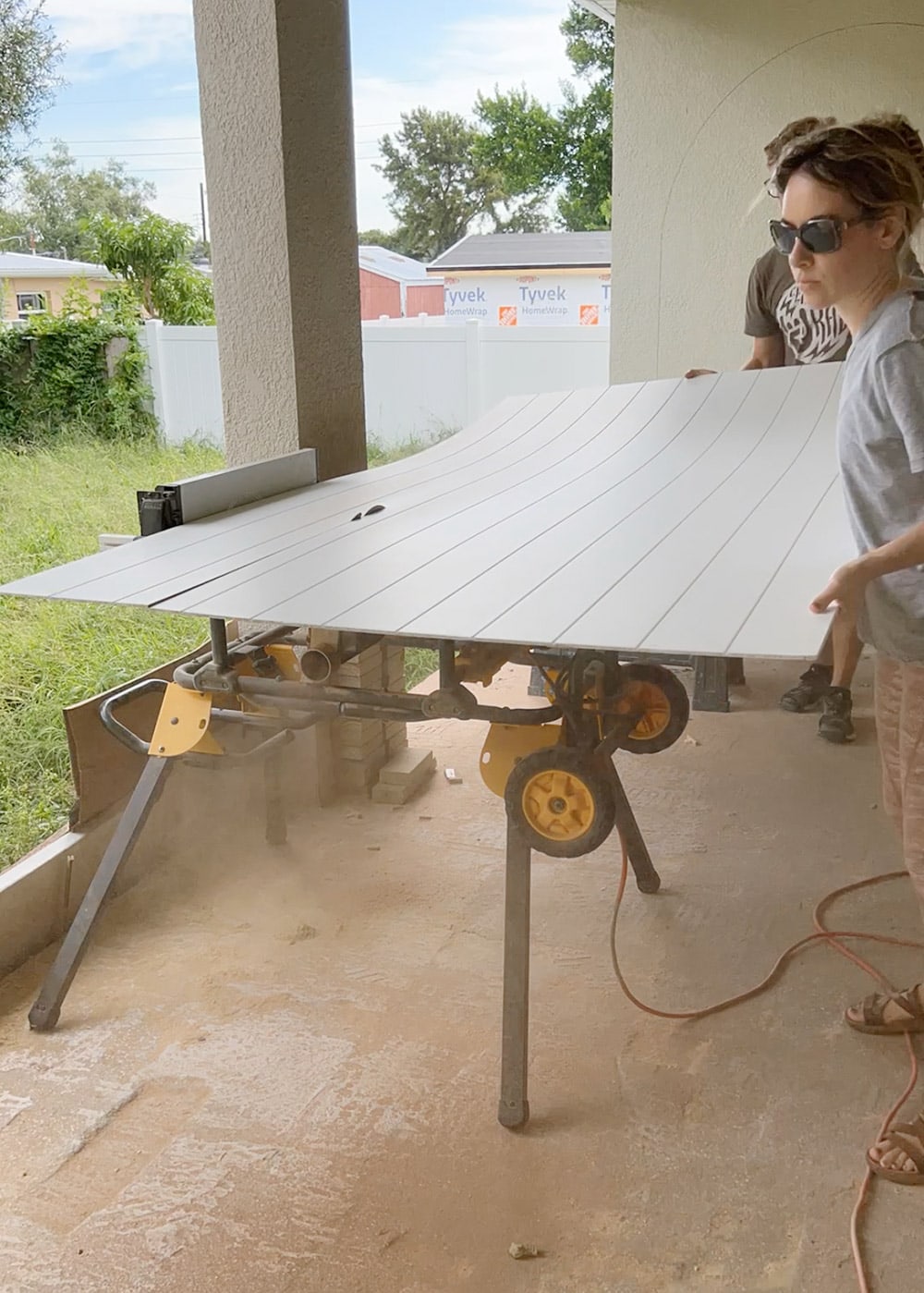cutting shiplap panel with a table saw