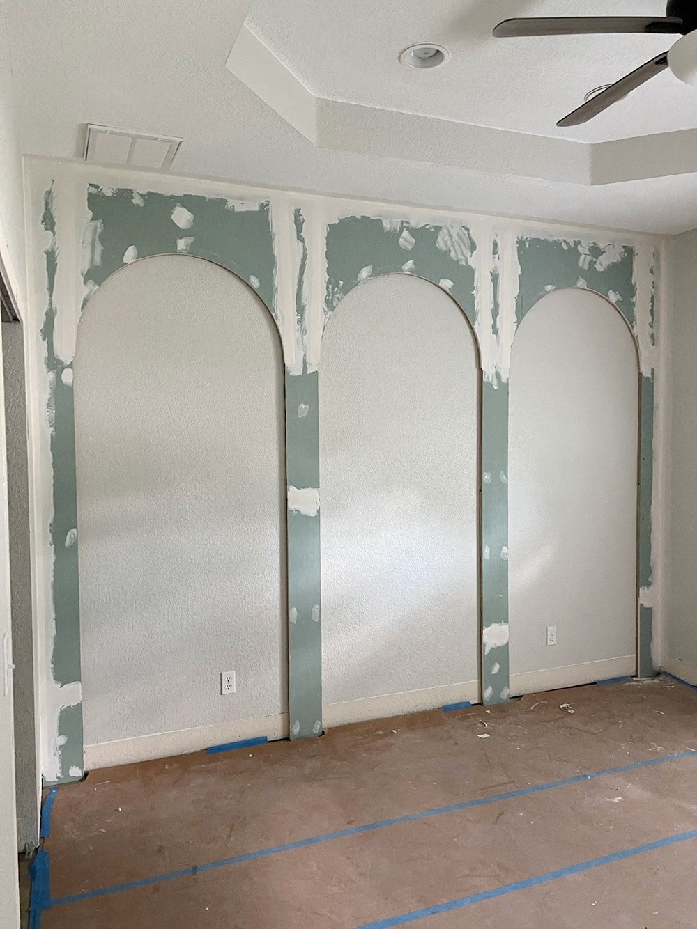 mud and tape on diy drywall arches