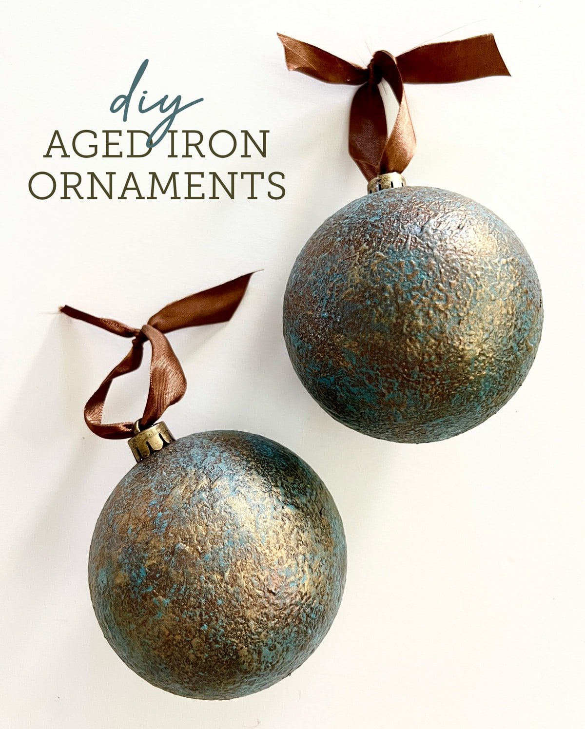 DIY aged iron chrsitmas ornaments tutorial