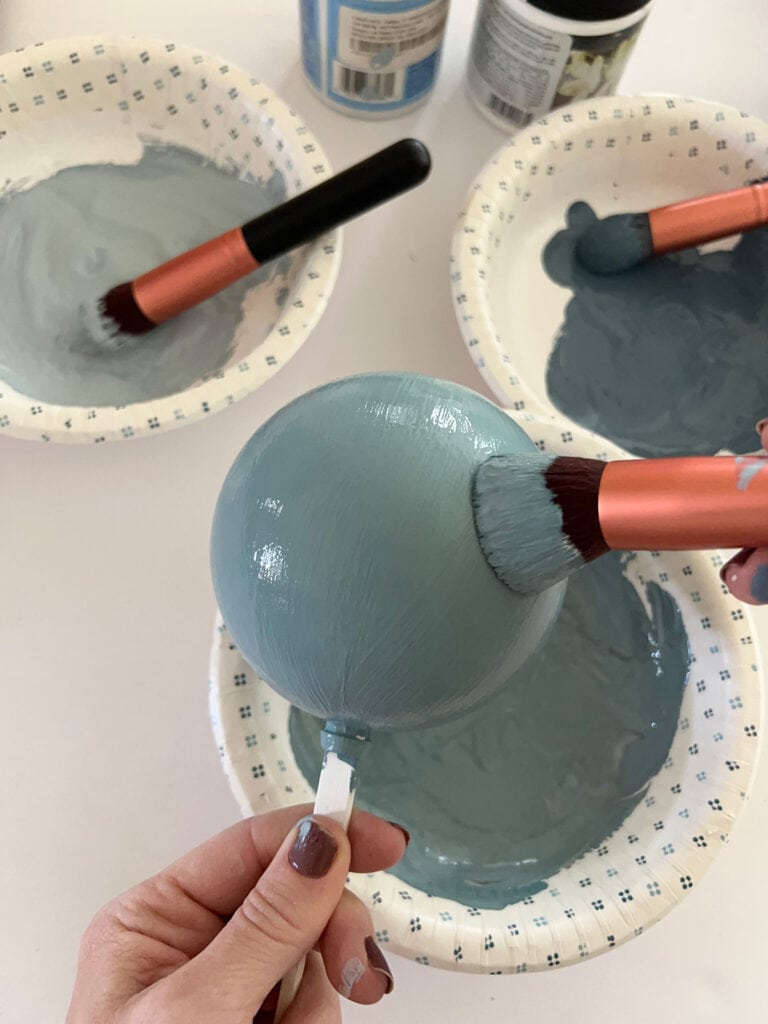 diy painted blue ornaments