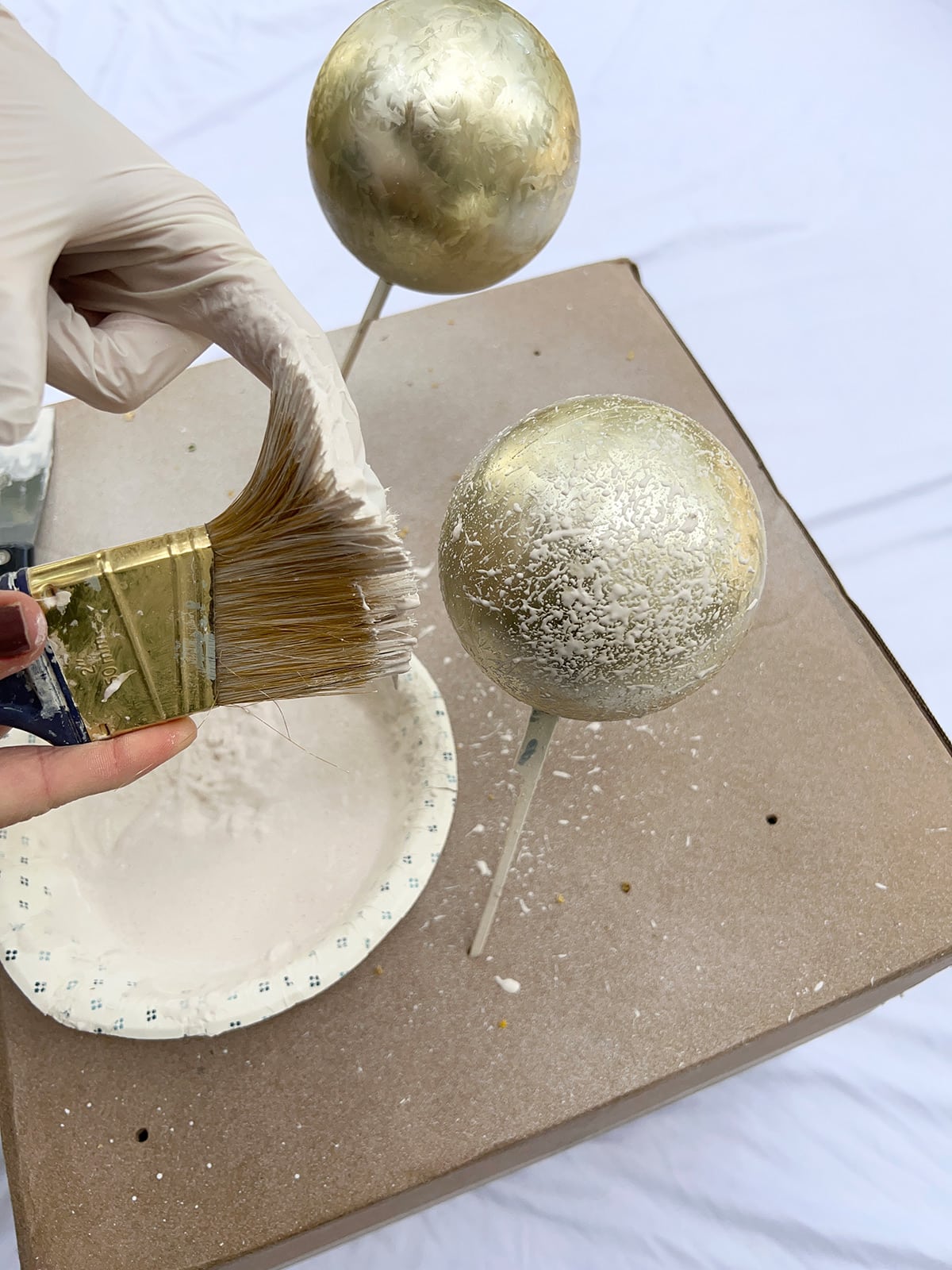 adding texture to diy christmas ornaments