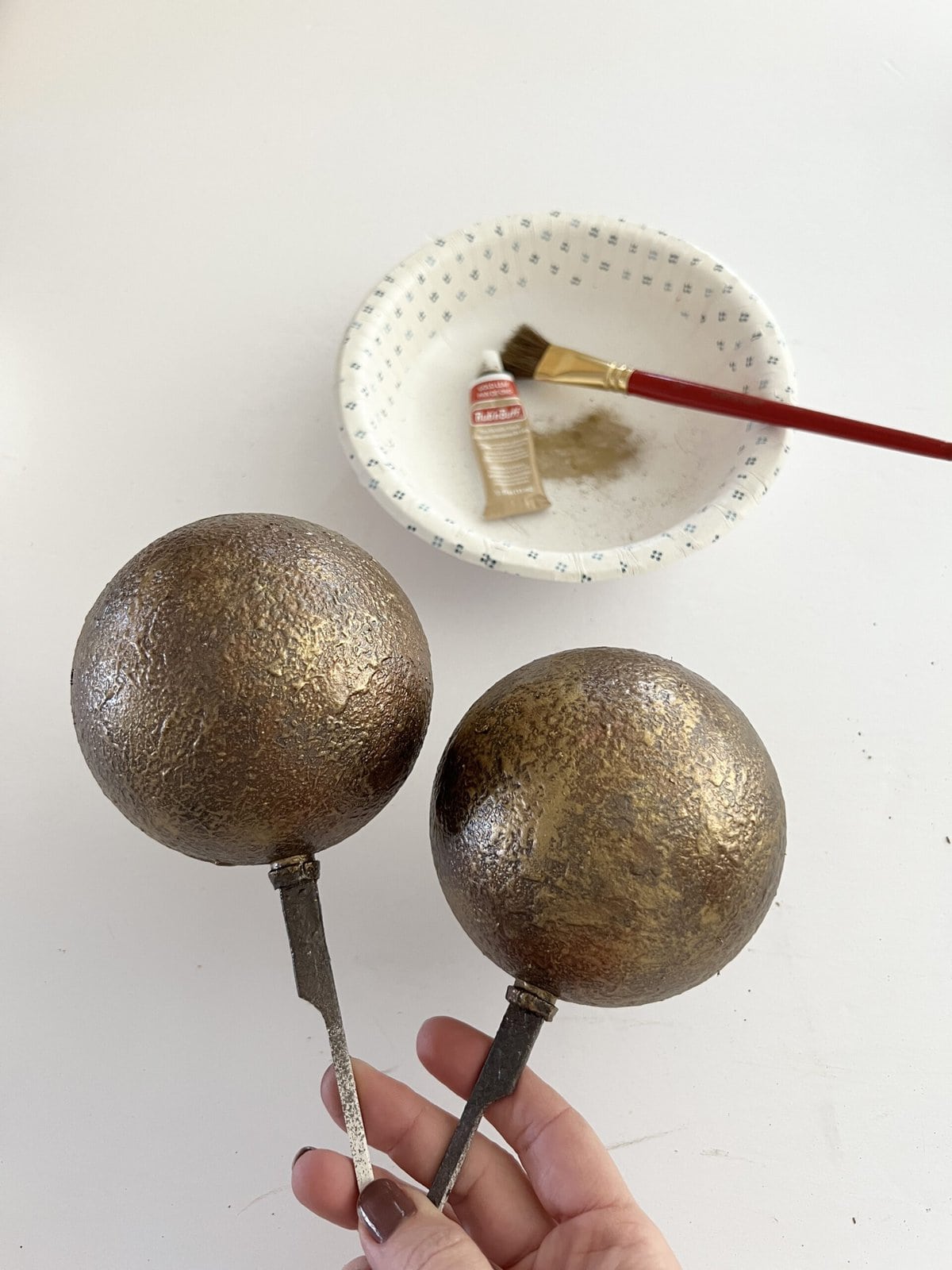 gold rub n buff diy christmas ornaments 