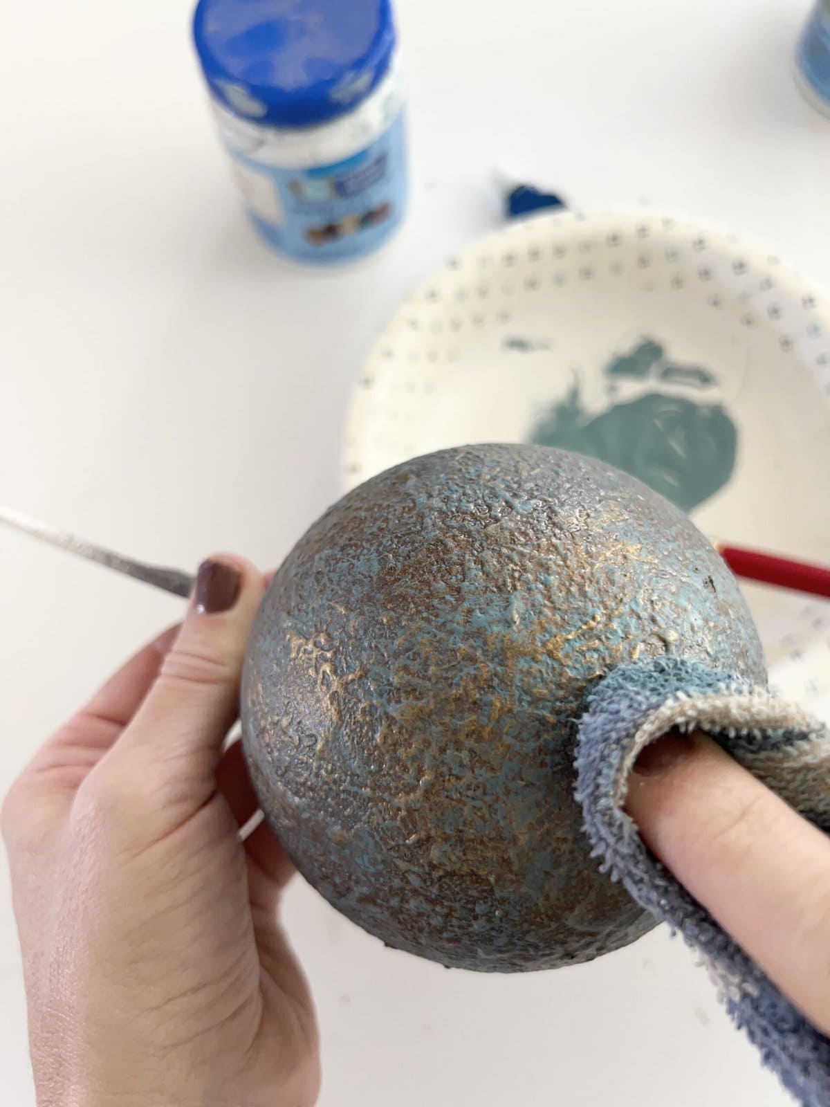 diy patina painted christmas ornaments