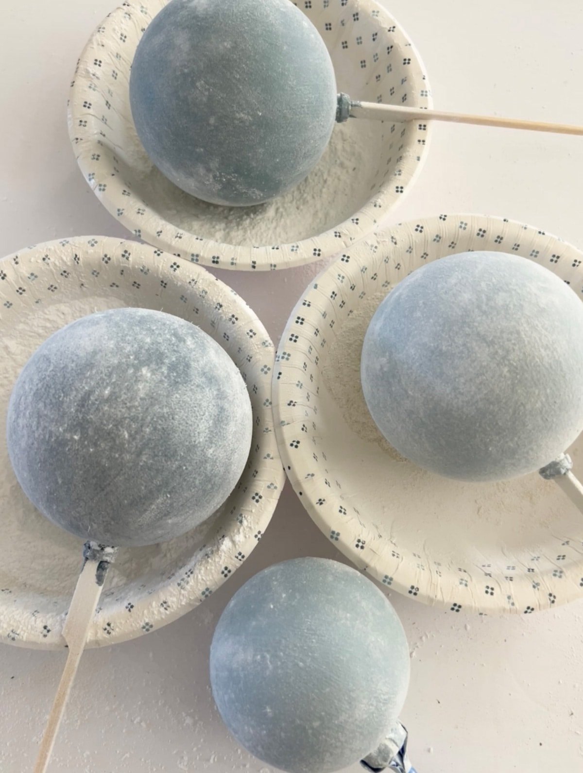 homemade powder blue christmas ornaments