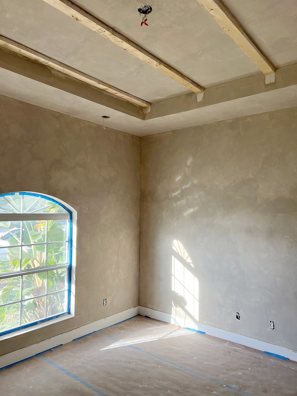 soft taupe limewash bedroom walls