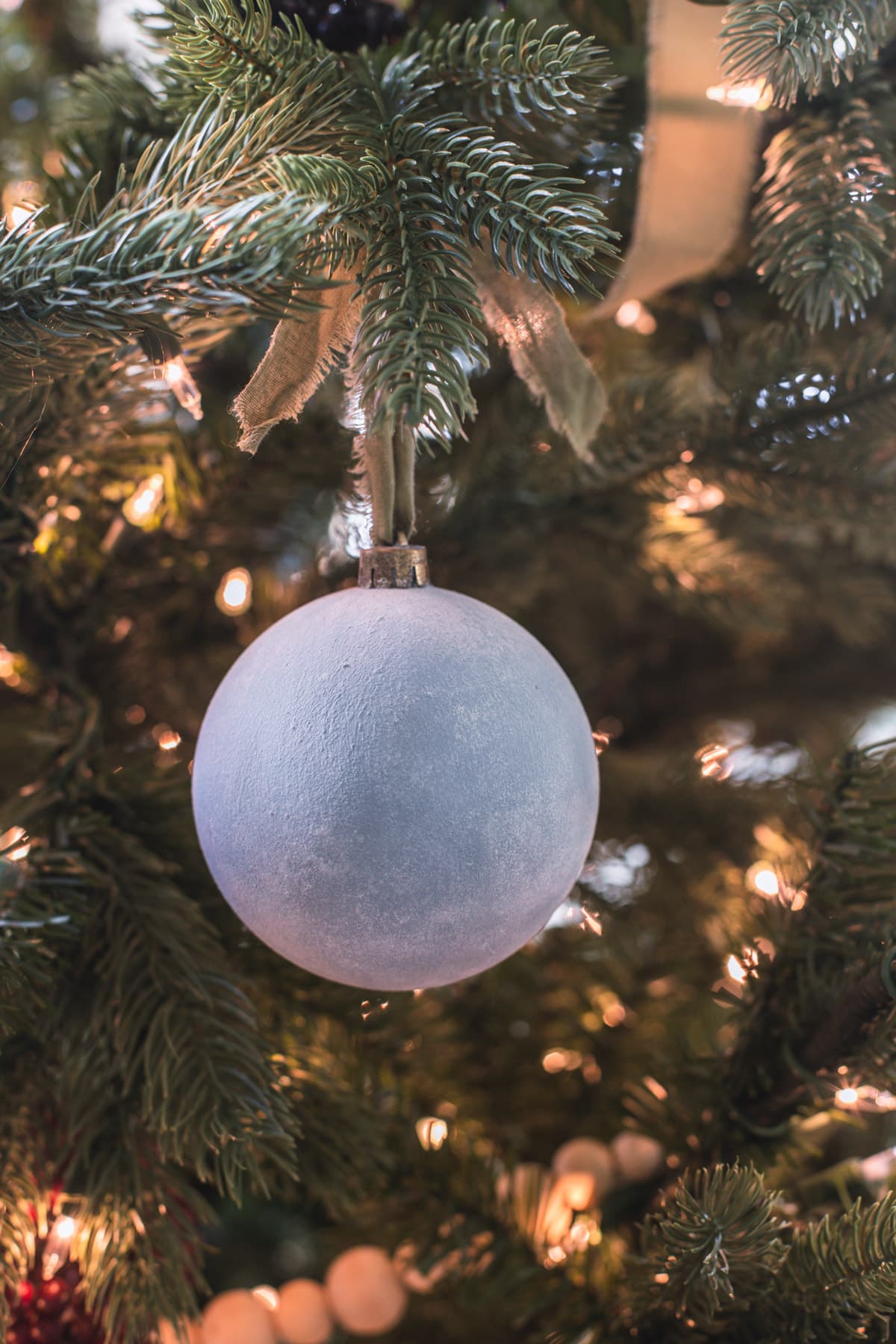 diy aged matte powder blue christmas ornament