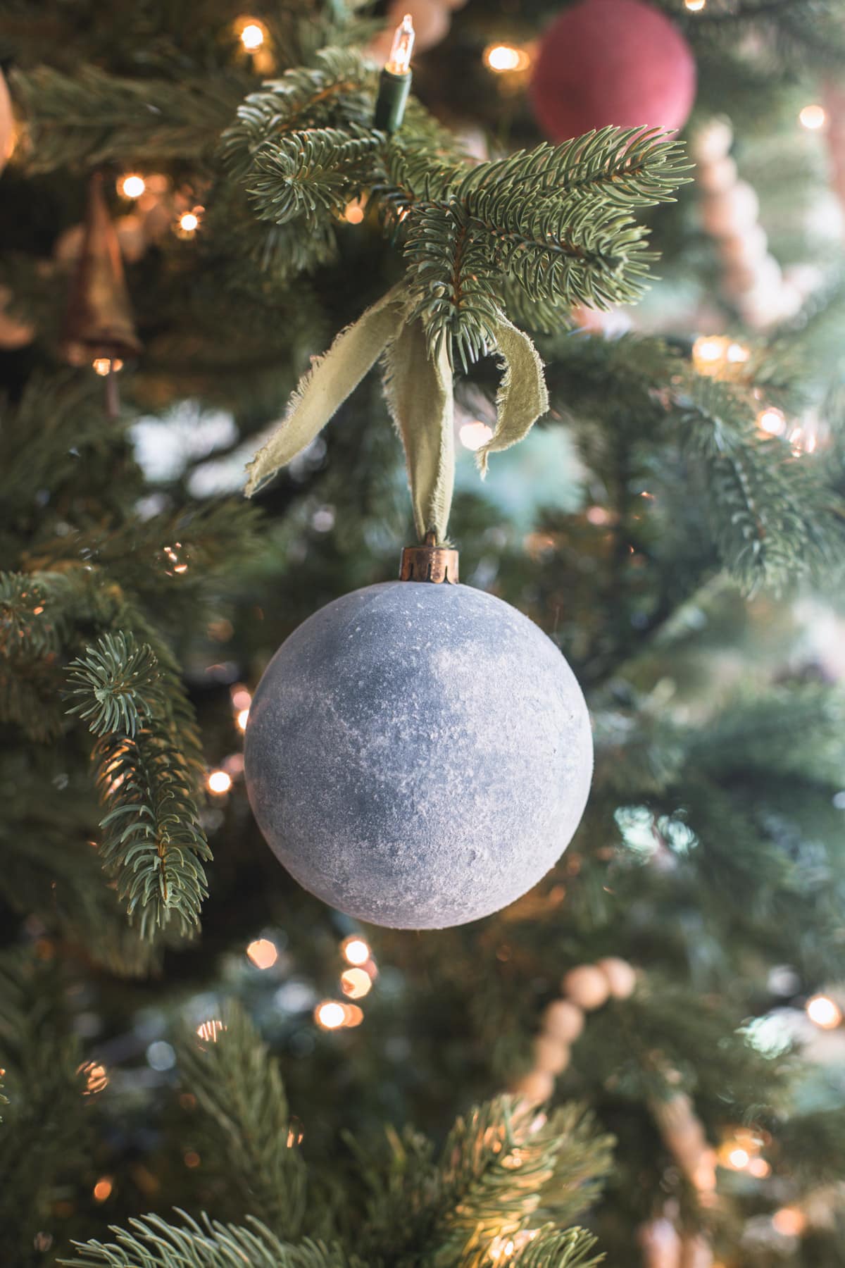 diy antique matte powdered blue christmas ornament