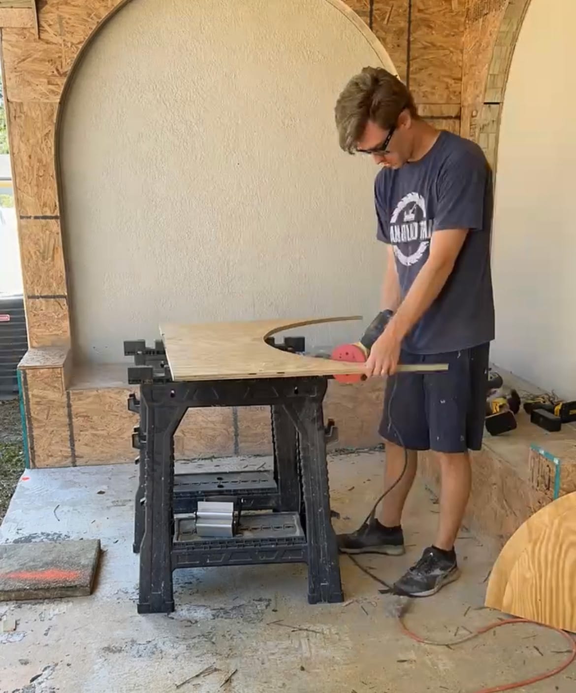 sanding plywood arch