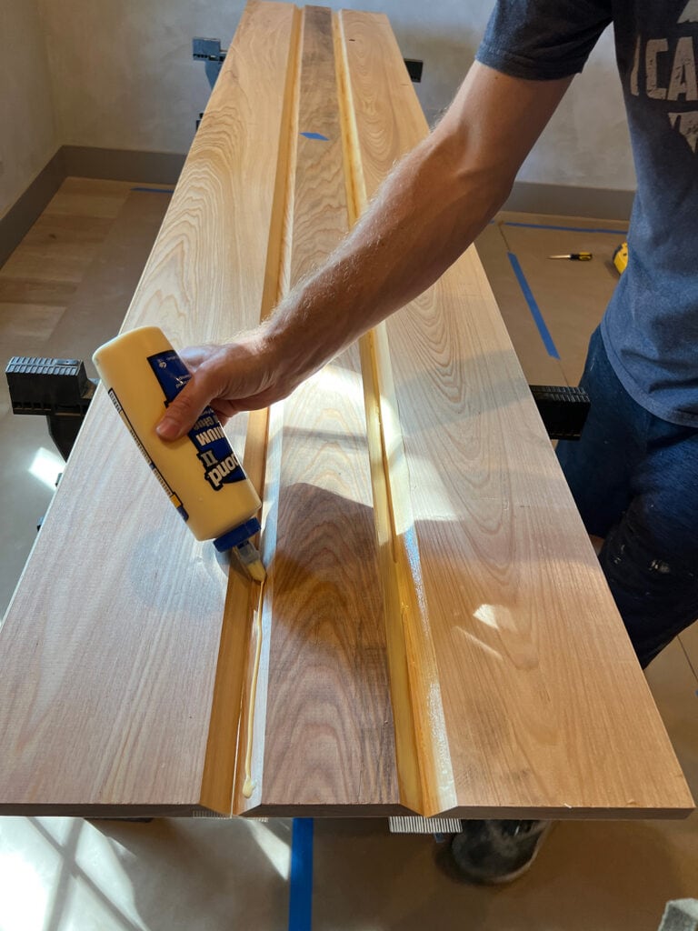 gluing miter edges of box beams