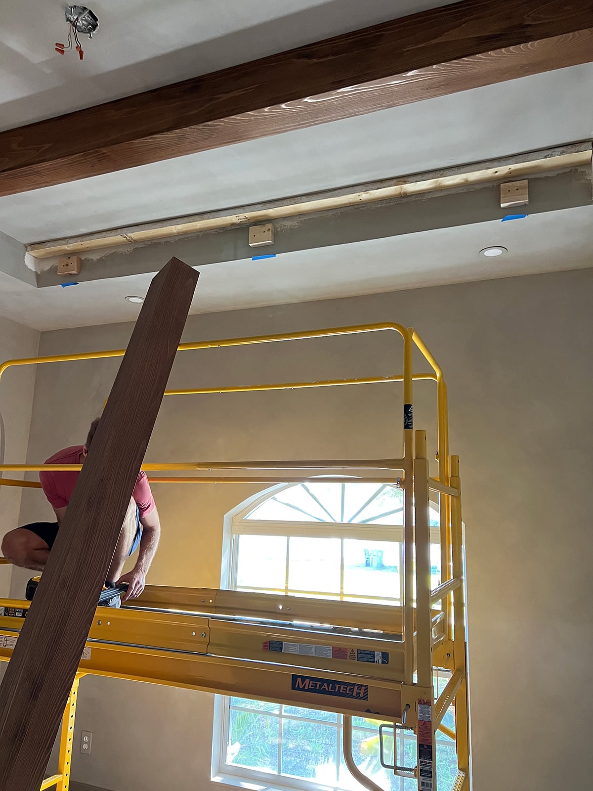 how to build and install wood box beams on ceiling