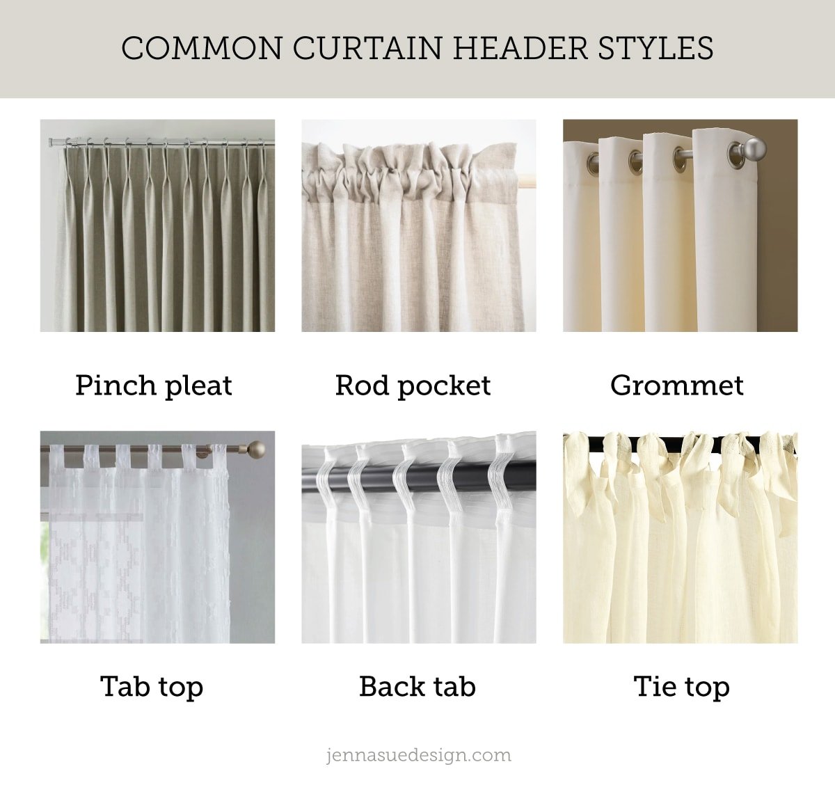 common curtain header styles diagram